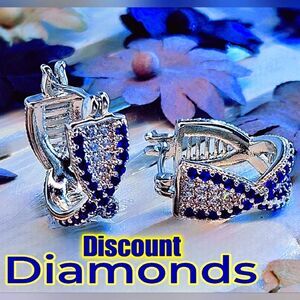 2 Ct. Blue Sapphire & White Baguette Diamond Earrings on 925